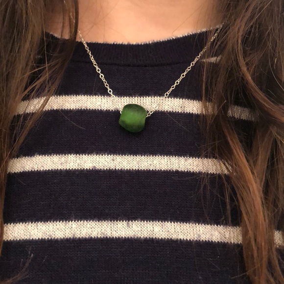 Hand Crafted Jewelry - Handmade Recycled Glass Bead Necklace